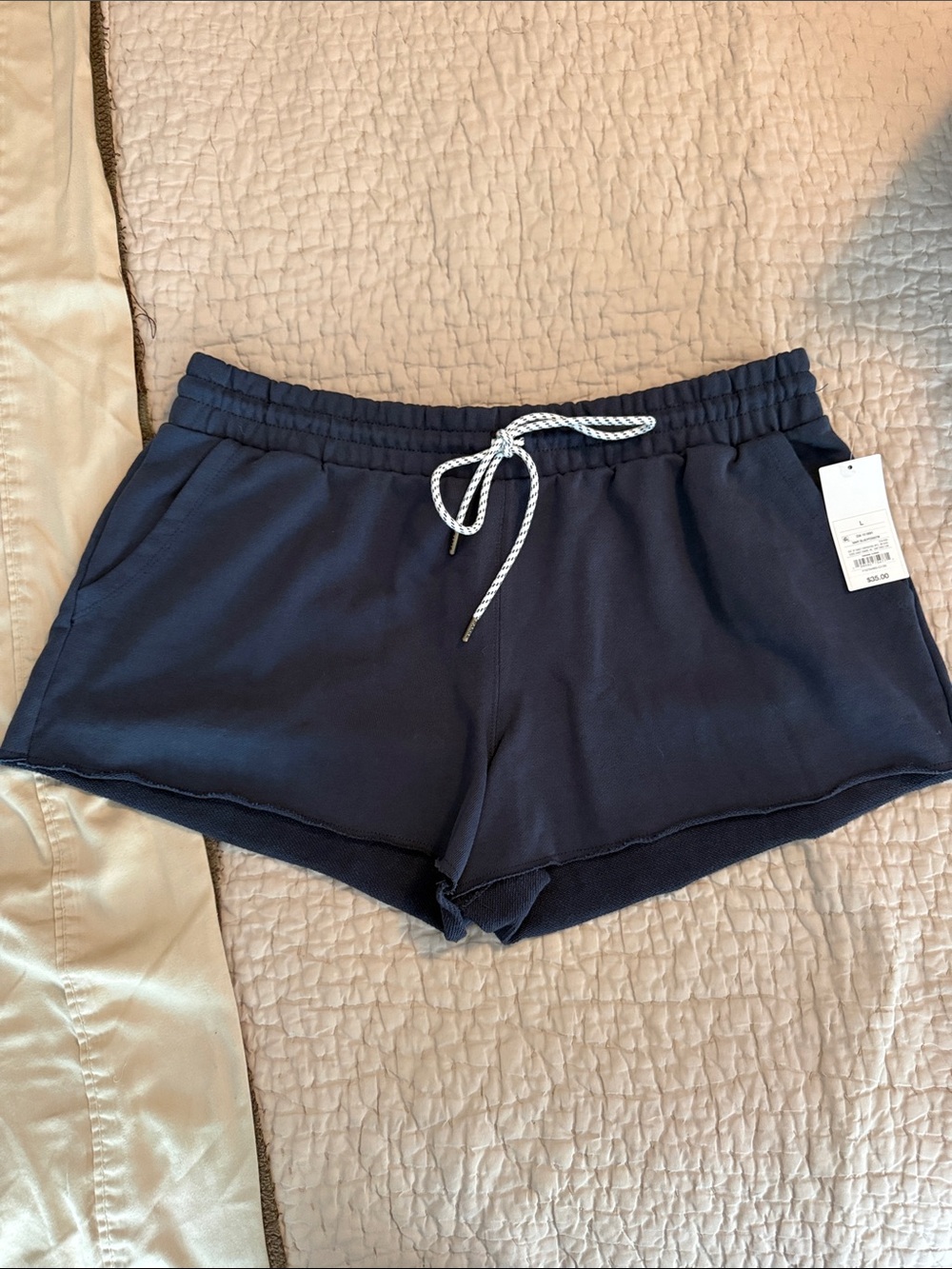 Parke Navy Elastic Waist Drawstring Athletic Shorts